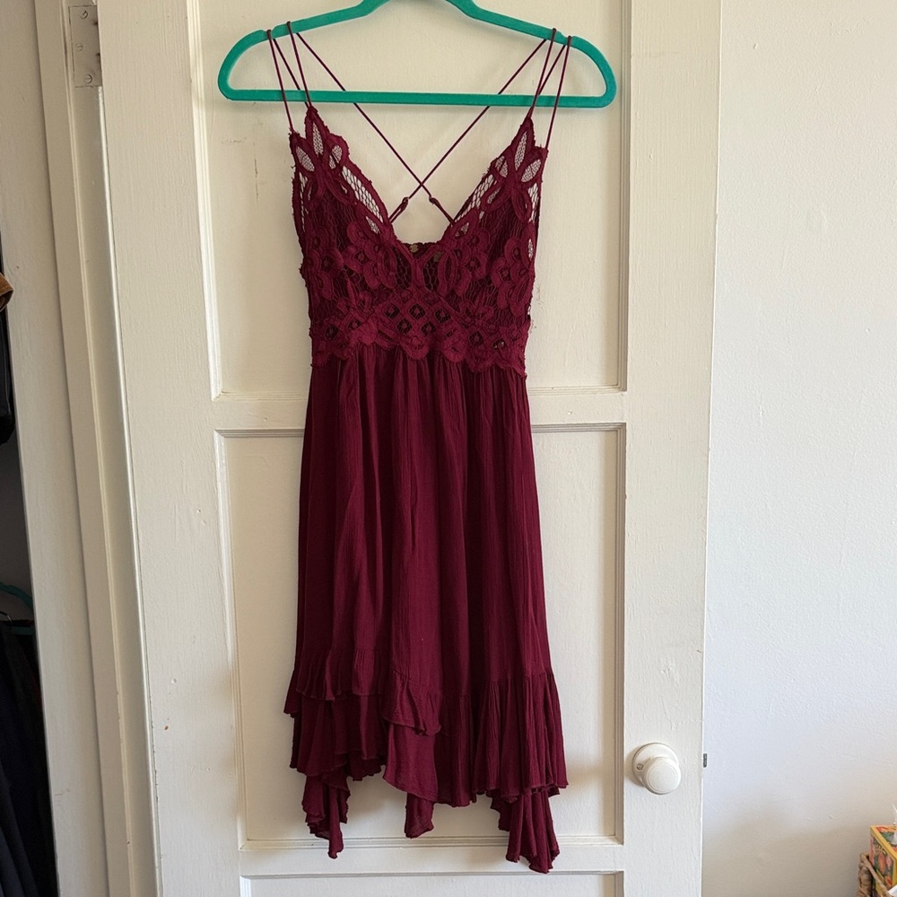 Free People Burgundy Lace Dress